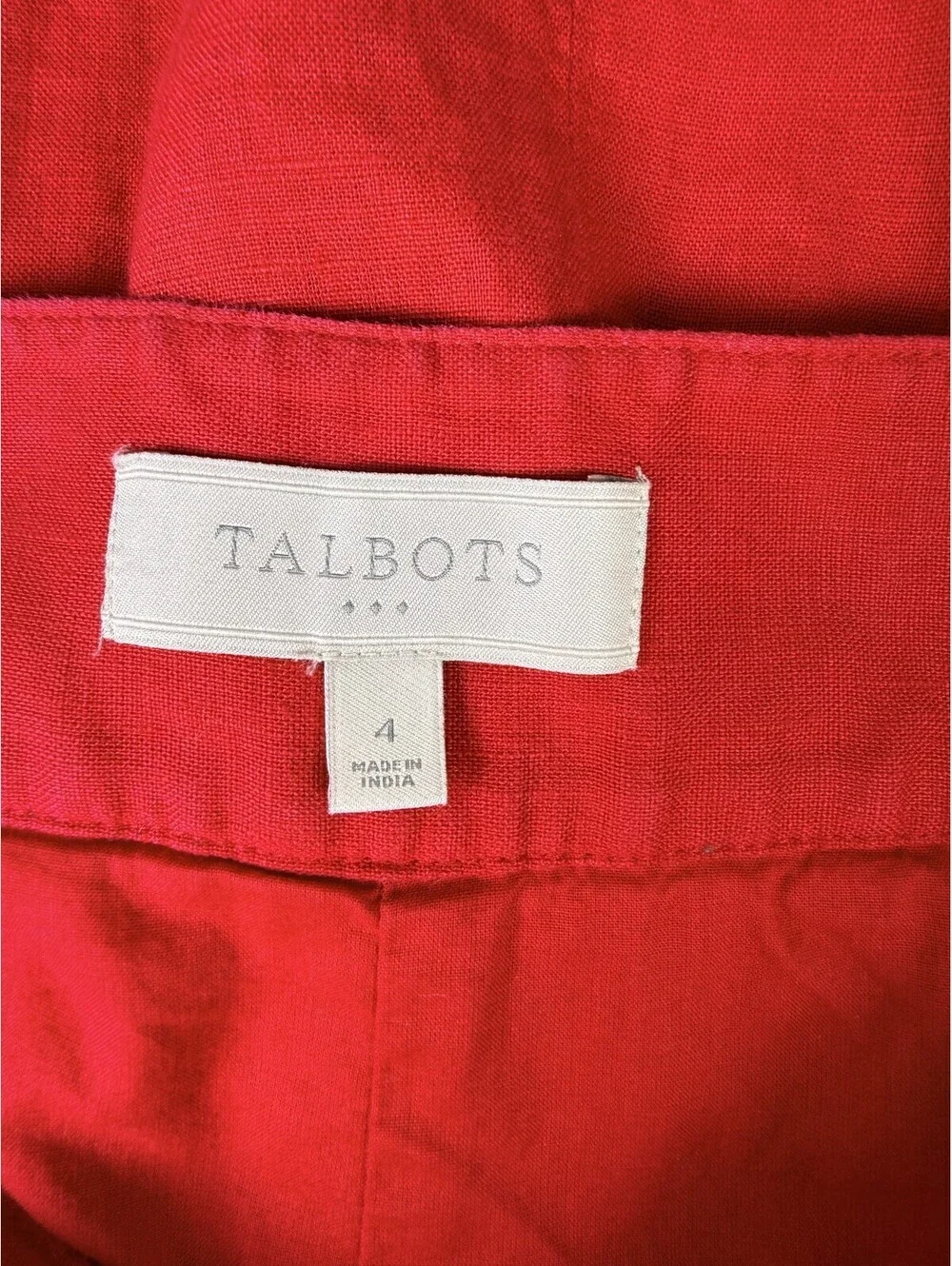 Talbots 100% Linen Red A-Line Midi Skirt Size 4 Cottagecore Summer